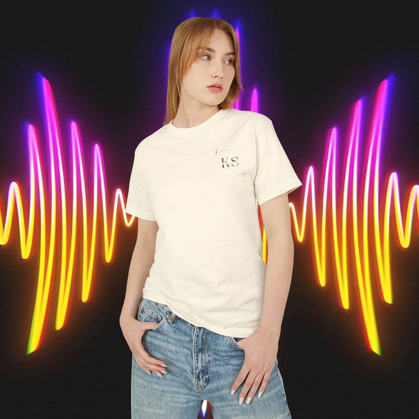 KS.Production Cotton Tee Splash Back (Unisex) Faded Cream